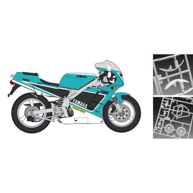 1:12 1990 Yamaha TZR250 (3MA) Late Version Light Cyan Solid 1 Motorcycle Model Kit
