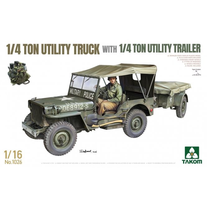 1:16 ¼-ton Utility Truck & utility trailer Model Military Kit