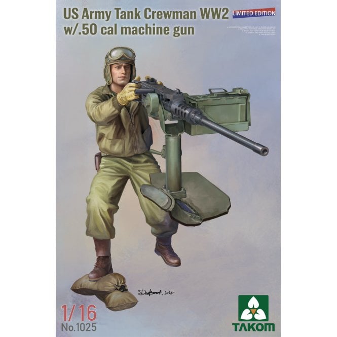 1:16 US Army Tank Crewman WW2 w/ .50 Cal MG Figure Model Kit