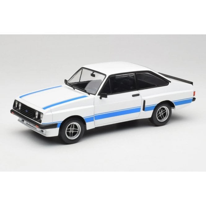 1:18 Ford Escort MK2 RS 2000 X-Pack Diamond White & Blue Stripe Model Car