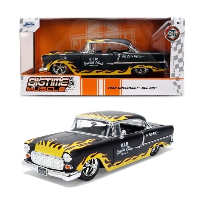 1:24 1955 Chevrolet Bel Air Yellow and Black ' Bigtime Muscle ' Model Car