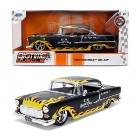 1:24 1955 Chevrolet Bel Air Yellow and Black ' Bigtime Muscle ' Model Car