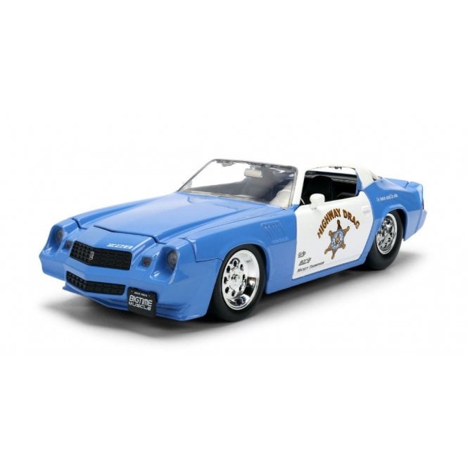 1:24 1979 Chevrolet Camaro Z28 Police 'Highway Drag' Blue and White ' Bigtime Muscle ' Model Car