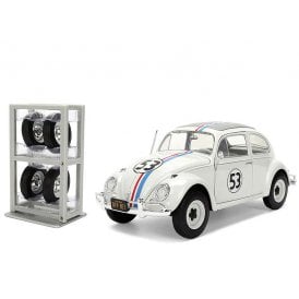 1:24 Hollywood Rides VW Beetle - Herbie The Love Bug & Tyre Rack Model Car