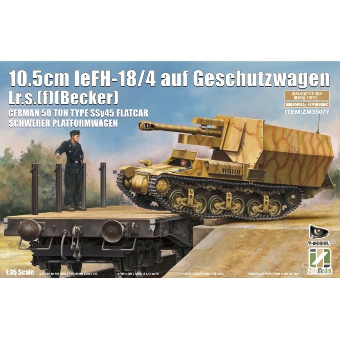1:35 10.5 cm leFH 18/4 auf Geschützwagen Lr.s.(f)(Becker) (2 in 1) & German 50 TON Type SSy45 Flatcar Military Model Kit