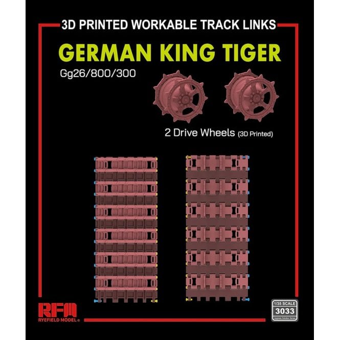 1:35 3D Printed - Upgrade Set for German King Tiger Gg26/800/300 Workable Tracks Military Model Kit