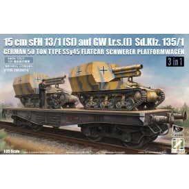 1:35 50 Ton Type SSy45 Flatcar with 2 x Sd.Kfz. 135/1 - 3 in 1 Military Model Kit