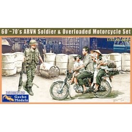 1:35 60’ & 70’s ARVN Soldier & Overloaded Motorcycle Set Military Model Kit