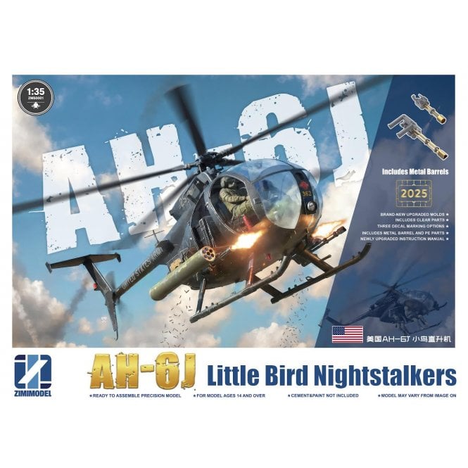 1:35 AH-6J Little Bird Nightstalkers With Etched Metal Parts Aircraft Model Kit