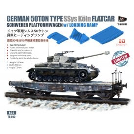 1:35 German 50T Type Ssys Koln Flatcar & Loading Ramp Set Military Model Kit