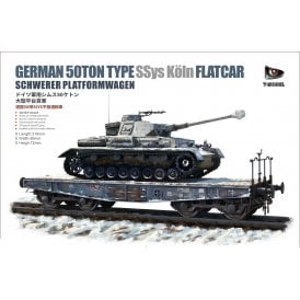 1:35 German 50T Type SSys Koln Flatcar Schwerer Platformwagen Military Model Kit