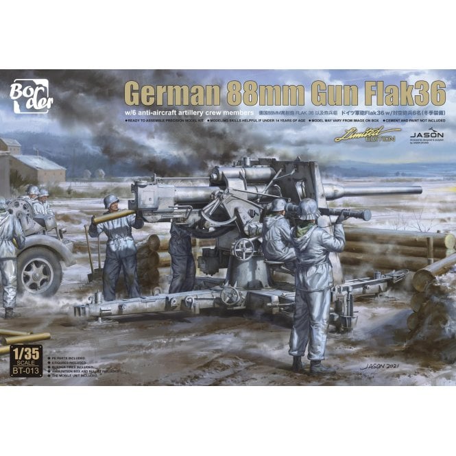 1:35 German 88mm Flak36 w/anti-air artillery crew Military Model Kit