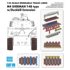 1:35 M4 SHERMAN T-48 type workable tracks with duckbill extension (Plastic) Military Upgrade Kit
