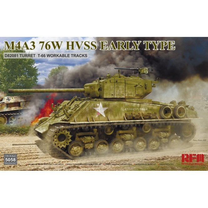 1:35 M4A3 76W HVSS Early type D82081 turret T-66 track Military Model Kit