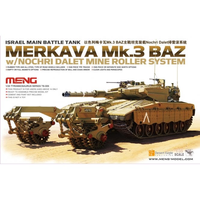 1:35 Merkava Mk.3 BAZ w/ Nochri Dalet Mine Roller Military Model Kit