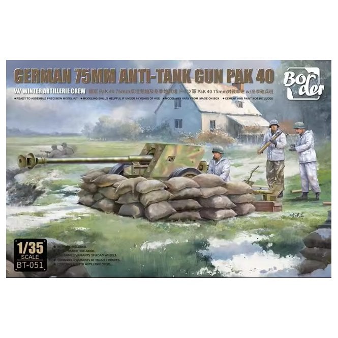 1:35 PaK40 Anti-Tank gun with Winter Artillery Crew Military Model Kit