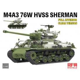 1:35 Sherman M4A3 76W HVSS Clear Version with full interior Military Model Kit