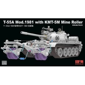 1:35 T-55A Model 1981 With KMT-5M Mine Roller Military Model Kit
