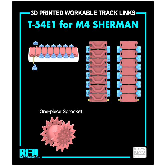 1:35 Upgrade Set for T-54E1 for M4,M4A1,M4A2,M4A3,M4A41, Printed workable tracks with One-piece Sprocket Military Model Kit