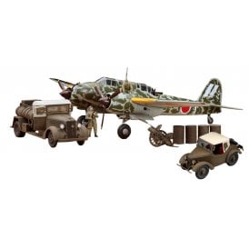 1:48 Kawasaki Ki45 Kai Koh TORYU %5BNICK%5D With Fuel Truck and Type 95 4WD Model Kit Set Model Kit - Limited Edition