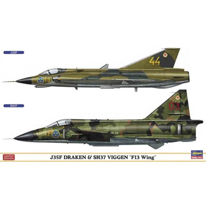 1:72 J35F Draken & SH37 Viggen F13 Wing - 2 Kits In 1 Aircraft Model Kit - Limited Edition