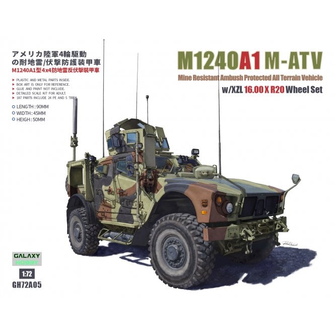 1:72 M1240A1 M-ATV MRAP With XZL 16.00 X R20 Wheel Set Military Model Kit