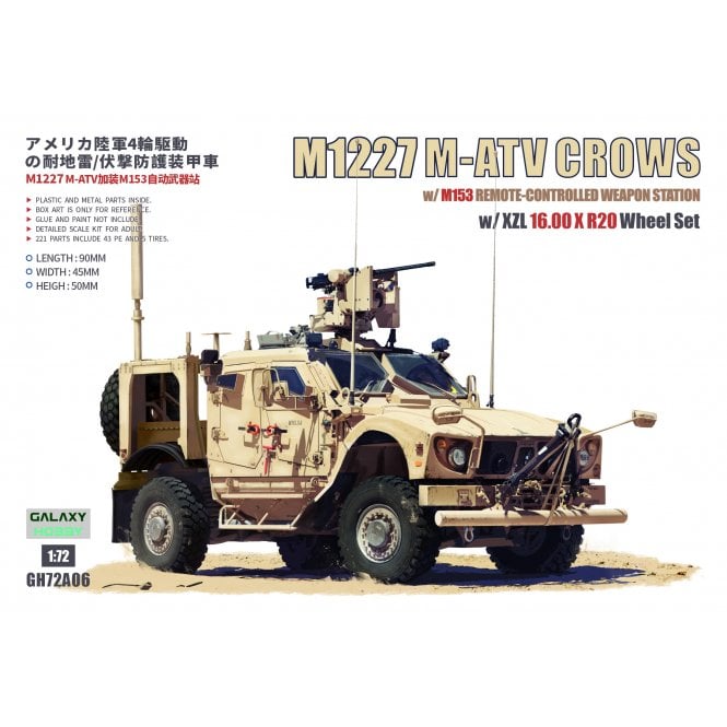 1:72 M1277 M-ATV CROSW with M153 Remote Controlled weapon station and XZL 16.00 X R20 Wheel set Military Model Kit