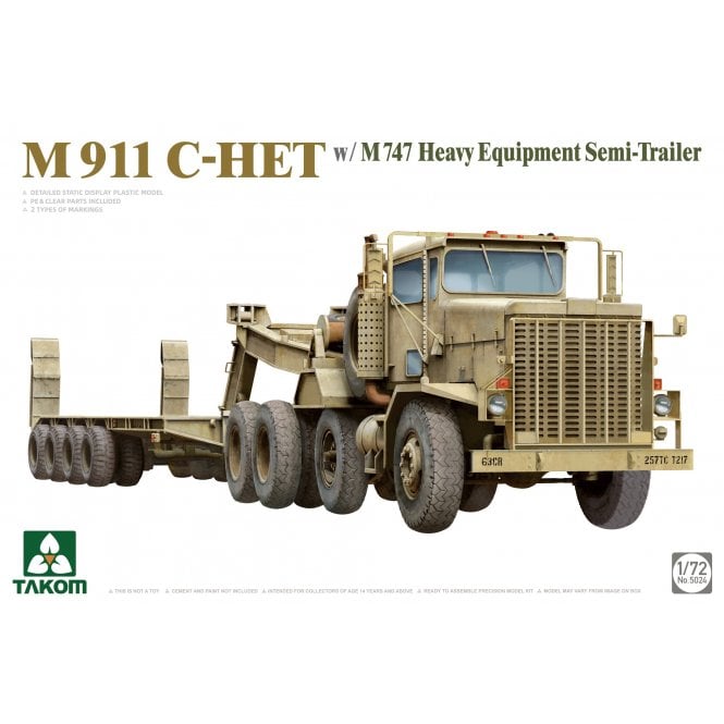1:72 M911 C-HET w/M747 Heavy Equipment Semi-Trailer Model Military Kit