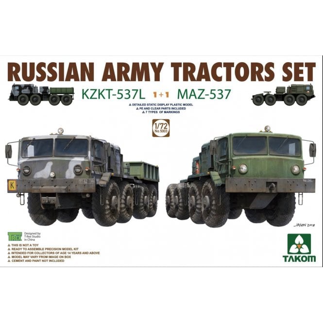 1:72 Russian Army Tractors Set - KZKT-537L & MAZ-537 1+1 Model Military Kit