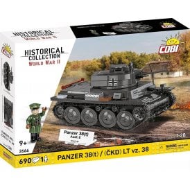 2666 1:28 Historical Collection World War II - Panzer 38(t) / (?KD) LT vz.38 Military Construction Kit 690 Pieces