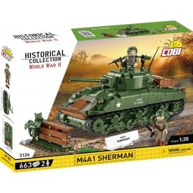 3126 1:35 Historical Collection World War II - M4A1 Sherman Military Construction Kit 663 Pieces