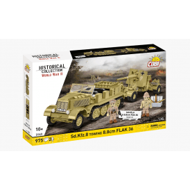 3143 1:35 Historical Collection WWII - Sd.Kfz.8 Towing 8.8 cm Flak 36 Military Construction Kit 975 Pieces