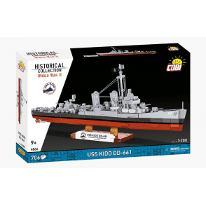 4866 1:300 Historical Collection WWII USS KIDD (Fletcher-class destroyer) Ship Construction Kit 706 Pieces