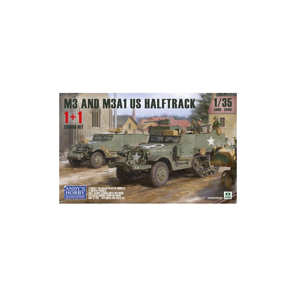 Andy's Hobby Headquarters 1:35 M3 and M3A1 US WWII Halftracks 1 + 1 Model Kit