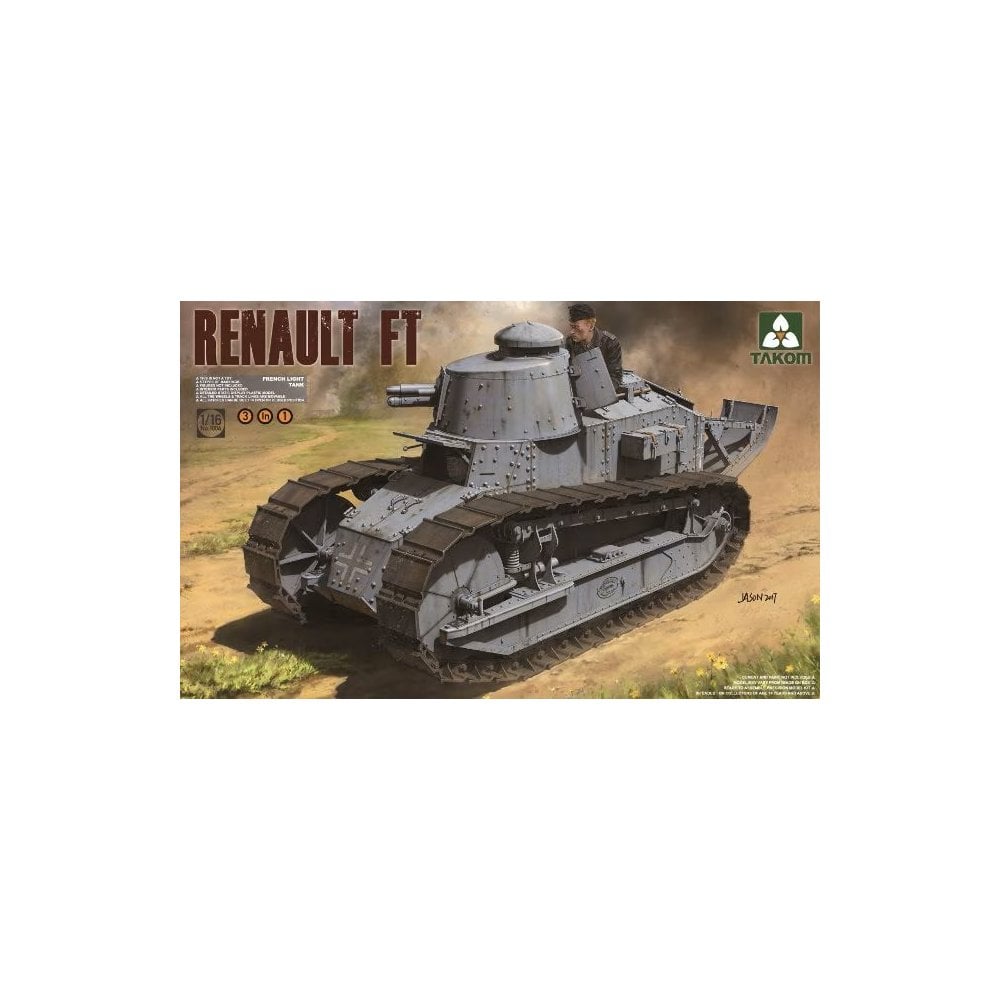 Takom 1:16 French Light Tank Renault FT-17 3 in 1 Model Military Kit TAK1004