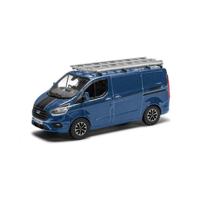 Vanguards 1:43 Ford Transit Custom Sport, Chrome Blue Model Car